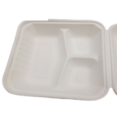 Microwaveable disposable compostable sugarcane food container for packaging food