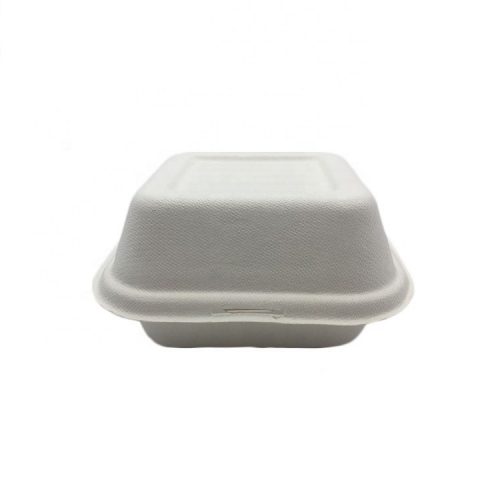 Boîte à hamburger jetable Rectangle Clapet Bagasse 6 pouces à emporter