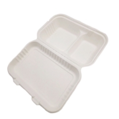 Los alimentos de preparación rápida respetuosos del medio ambiente empaquetan la caja biodegradable de la comida de la caña de azúcar de 2 compartimientos