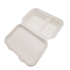 Eco-friendly fast food packaging biodegradable 2 compartment sugarcane food box