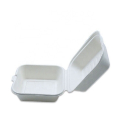 Boîte à hamburger jetable Rectangle Clapet Bagasse 6 pouces à emporter