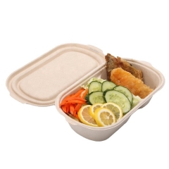 Preço de fábrica biodegradável descartável 2 compartimentos recipiente para alimentos caixa de compartimento para bagaço