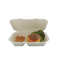 Eco Take Away Disposable Compartments Food Container Bagasse Box