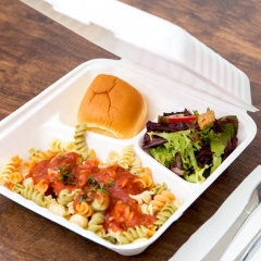 Κουτί τροφίμων Ζαχαροκάλαμο Μπαγκάς Μίας χρήσης 3 Διαμερίσματα τροφίμων