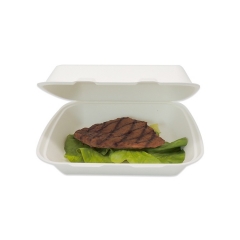 Factory direct disposable biodegradable sugarcane bagasse clamshell box for restaurant