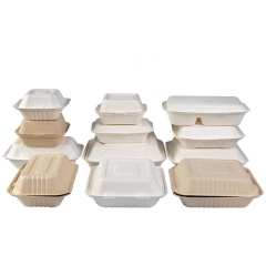 Food Grade Biodegradable Two Compartment Sugarcane Bagasse Food Lunch Box
