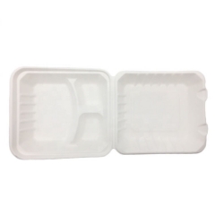 Caja de comida Bagazo de caña de azúcar Desechable Contenedor de comida de 3 compartimentos