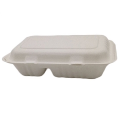 High quality biodegradable disposable 2 compartment sugarcane food container lunch box