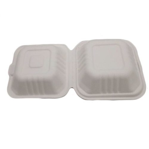 New arrival square biodegradable disposable sugarcane hamburger box for restaurant