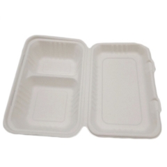 Microwave 2 Compartment Takeaway Disposable Biodegradable Sugarcane Food Containers Lunch Box