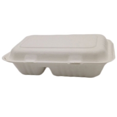 Microwave 2 Compartment Takeaway Disposable Biodegradable Sugarcane Food Containers Lunch Box
