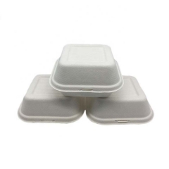 Boîte à hamburger jetable Rectangle Clapet Bagasse 6 pouces à emporter