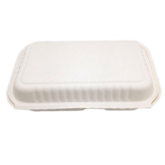 Caja de caña de azúcar biodegradable de 2 compartimentos de empaquetado de comida rápida respetuosa del medio ambiente