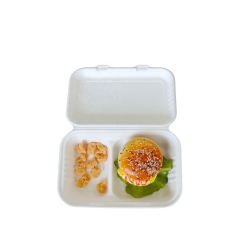 Microwave biodegradable box food container pulp sugarcane bagasse disposable take away food container