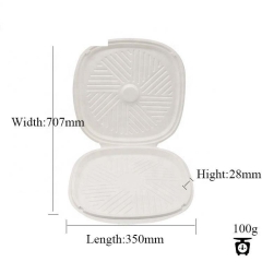 Eco-friendly Disposable Sugarcane Clamshell White Pizza Packing Box