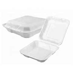 Hot Sale Sugarcane Pulp Compostable Lunch Clamshell Bagasse Pizza Box