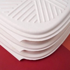 Eco-friendly Disposable Sugarcane Clamshell White Pizza Packing Box