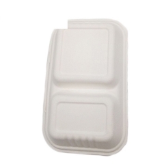 Embalagem de fast food ecologicamente correta  caixa de cana de açúcar biodegradável com 2 compartimentos