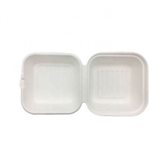 Boîte à hamburger jetable Rectangle Clapet Bagasse 6 pouces à emporter