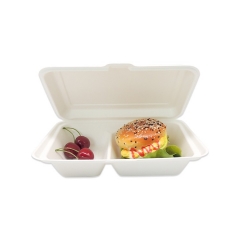 New arrival disposable biodegradable 2 compartment sugarcane food storage container for restaurant