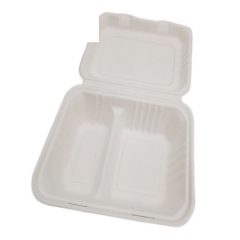 High quality biodegradable disposable 2 compartment sugarcane food container lunch box