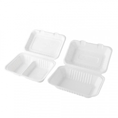 Microwave biodegradable box food container pulp sugarcane bagasse disposable take away food container