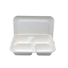 Hot sale 4 compartment biodegradable sugarcane clamshell