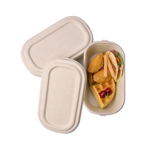 Factory price biodegradable disposable 2 compartment food container bagasse compartment box