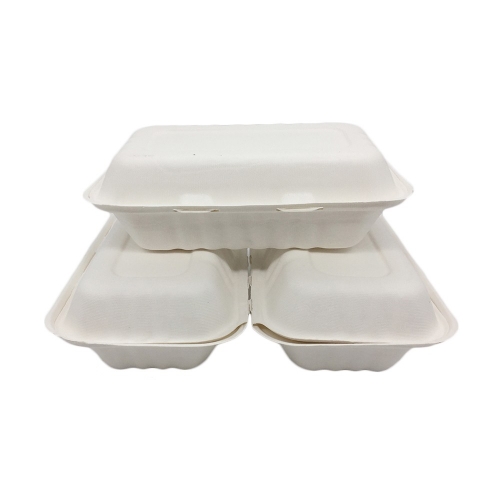 Microwaveable nontoxic disposable biodegradable clamshell box food container for restaurant