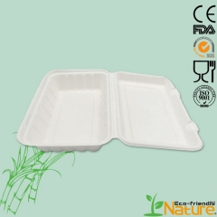 Clamshell type disposable degradable sugarcane lunch box