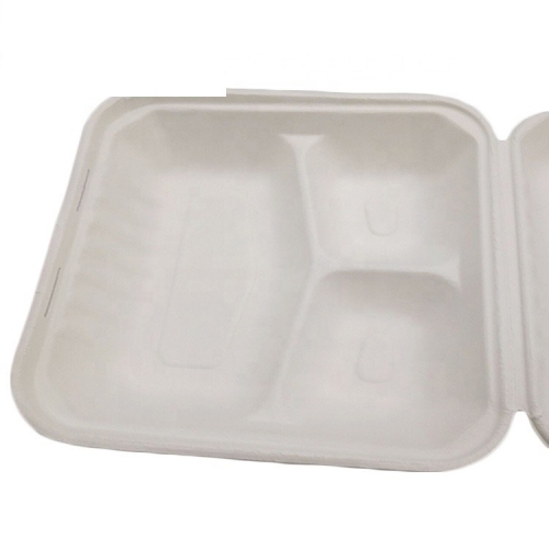 Hộp dùng một lần Mua mang về Bagasse 3 lưới Hộp đựng thực phẩm vỏ sò