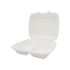 Clapet Bagasse Nourriture Boîte Emporter Canne à sucre Récipient pour aliments à 2 compartiments