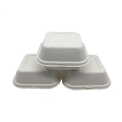 Caja biodegradable disponible de la hamburguesa de la caña de azúcar envase de comida de 6 pulgadas para empaquetar