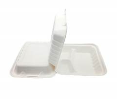 Embalagem ecológica e biodegradável  recipientes para alimentos para micro-ondas com três compartimentos e tampas
