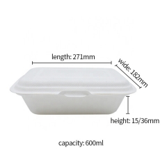 Caja de comida compostable Contenedor de comida biodegradable de concha de bagazo
