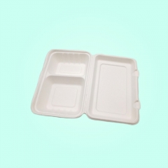 Boîte de nourriture à emporter compostable en bagasse de canne à sucre écologique