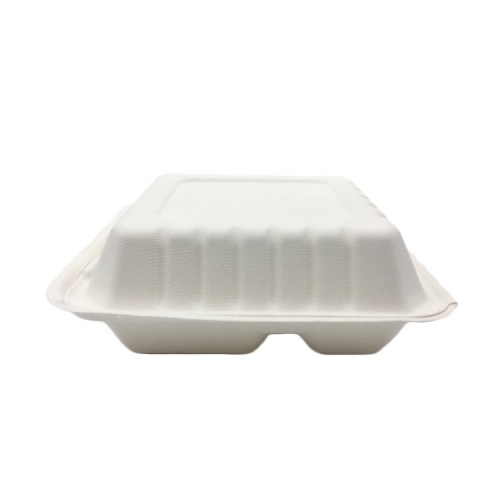 Eco friendly biodegradable packaging three compartment microwaveable food containers with Lids