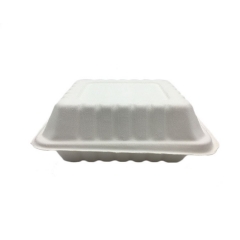 Disposable biodegradable bagasse pulp clamshell lunch box food container for restaurant