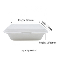 Disposable Box Sugarcane Bagasse Clamshell Biodegradable Food Container