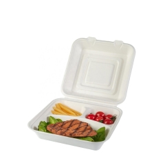 Récipients alimentaires jetables imprimés sur mesure Boîtes à déjeuner en bagasse de canne à sucre biodégradable