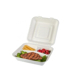 Custom printed disposable food containers biodegradable sugarcane bagasse lunch boxes