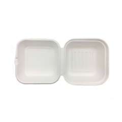 Disposable biodegradable sugarcane hamburger box 6 inch food container for packaging