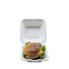 Disposable Biodegradable Sugarcane Bagasse Takeaway Food Container Hamburger Box