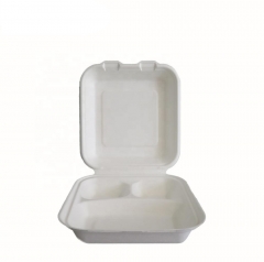 Disposable Biodegradable Compostable Sugarcane Bagasse Clamshell packaging box food container