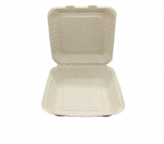 Disposable fast food packaging box biodegradable bagasse rectangle takeaway food container