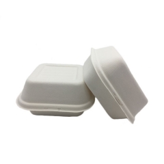 Caja biodegradable disponible de la hamburguesa de la caña de azúcar envase de comida de 6 pulgadas para empaquetar