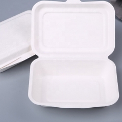 Conteneurs alimentaires jetables Canne à sucre Rectangle Clapet