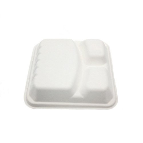 Disposable Biodegradable Sugarcane Bagasse Tableware 3 Compartment Food Container