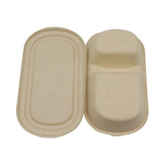 Eco Bagasse Clamshell Container Sugarcane Food Packaging with Lid