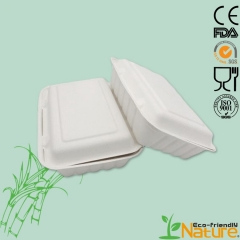 Boîte à déjeuner jetable en canne à sucre dégradable de type coquille